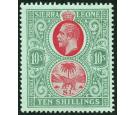 SG127a. 1912 10/- Carmine and blue-green/green. Superb fresh min