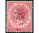 SG35ba. 1889 1c on 2c Bright rose. 'PREAK' for 'PERAK'. Superb m