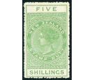 SG F102. 1913 5/- Yellow-green. Superb fresh U/M mint...