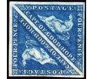 SG6. 1855 4d Deep blue. Superb fresh mint pair with beautiful co