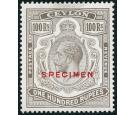 SG359s. 1924 100r Grey-black. 'SPECIMEN'. Superb fresh mint...