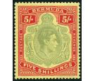 SG118df. 1943 5/- Pale bluish green and carmine-red/pale yellow.