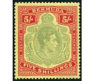 SG118df. 1943 5/- Pale bluish green and carmine-red/pale yellow.
