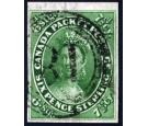 SG12. 1857 7 1/2d Yellow-green. Superb top sheet marginal used..