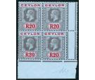 SG319. 1912 20r Black and red/blue. Brilliant U/M mint corner bl