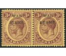 SG72c. 1916 3d Purple/lemon. 'S' inserted by hand pair...