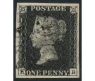 1840. 1d Black. Plate 8. Lettered K-B. Superb used large margine