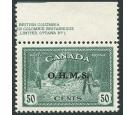 SG O169. 1949 50c Green. Choice brilliant fresh well centred U/M