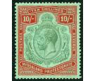 SG113h. 1927 10/- Green and scarlet/emerald. Superb fresh well c