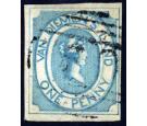 SG2. 1853 1d Blue. Superb fine used with beautiful colour and ve