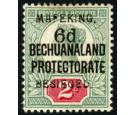 SG8. 1900 6d on 2d Green and carmine. Superb fresh mint with bea