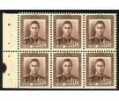 SG607 1938 1 1/2d Purple-brown. Brilliant U/M mint booklet pane 