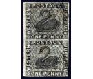 SG1. 1854 1d Black. Superb used vertical pair with excellent mar