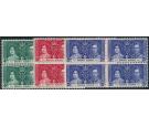 SG137-139. 1937 Coronation set. U/M blocks...