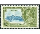 SG212b. 1935 6d Light blue and olive-green. 'Short extra flagst