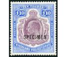 SG82s. 1908 £10 Purple and ultramarine. 'SPECIMEN'. Brilliant f