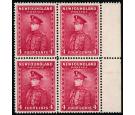 SG224 Variety. 1932 4c Carmine 'Watermark S1deways'.Brilliant U/