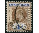 SG35. 1908 2 1/2d on 4d Brown and blue. Superb used...