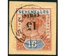 SG18a. 1893 15c on 16c Chestnut and ultramarine. 'Surcharge Inve