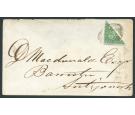 SG5a. 1851 6d Yellow-green. 'Bisect'. Superb fine used on cover.