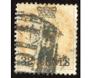 SG9. 1867 32c on 2a Yellow. Used with Singapore "D 14" duplex...