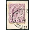 SG70. 1911 6d Dull and bright purple. Superb fine used on piece.