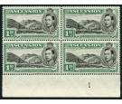 SG39. 1938 1d Black and green. Superb U/M Plate Number block...