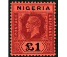 SG12b. 1927 £1 Deep purple and black/red. Superb fresh mint...