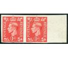 SG486b. 1941 1d pale scarlet. 'Imperforate Pair'. Brilliant fres