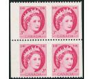 SG465a. 1954 3c Carmine. 'Imperforate Between'. U/M mint block..