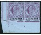 SG59a. 1907 2 1/2d Purple and black/blue. Large '2' in '1/2'. Br