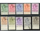 SG11-20. 1933 Set of 10. All very fine used imprint sheet margin