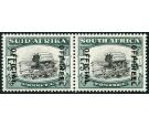 SG O28. 1940 5/- Black and blue-green. Brilliant U/M mint pair..