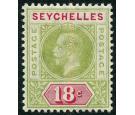 SG76a. 1913 18c Sage-green and carmine. Split 'A'. Superb fresh 