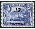 SG38a. 1951 15c on 2 1/2a Deep ultramarine. 'Surcharge Double'. 