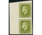 SG429a. 1915 9d Sage-green. 'Imperforate Pair'. U/M sheet margin