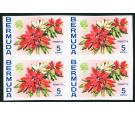 SG253 Variety. 1970 5c Poinsettia. "Imperforate Block'. Brillian