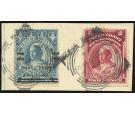 SG65. 1894 1/2d on 2 1/2d Blue. Brilliant fine used on piece...