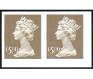 SG Y1803a. 1999 Â£5 Brown. 'Imperforate Pair'. Post Office fresh