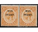 SG71c. 1916 1 1/2d Orange. "S" Inserted by hand. Superb fresh mi