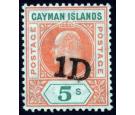 SG19. 1907 1d on 5/- Salmon and green. Brilliant fresh mint...