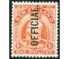 SG O77. 1910 1/- Vermilion. Superb fresh mint...