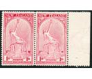 SG552. 1932 1d + 1d Carmine. Brilliant U/M mint pair...