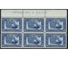 SG270. 1927 12c Blue. Choice U/M sheet marginal plate block of 6