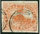 SG1. 1851 3d Red. 'Laid Paper'. Superb fine used...