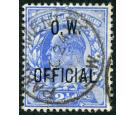 SG O39. 1902 2 1/2d Ultramarine. Superb fine used...