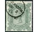 SG128. 1878 10/- Greenish grey. Superb used with beautiful colou
