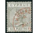 SG15. 1881 6pi Olive-grey. Brilliant fine used with RED c.d.s...