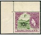 SG64a. 1961 10c on 1/- Bronze-green and purple. U/M top corner s