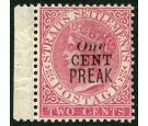 SG35a. 1889 1c on 2c Pale rose. 'PREAK' for 'PERAK'. Superb fres